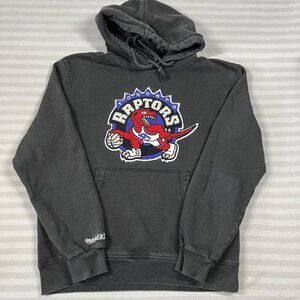 Toronto Raptors Hoodie Sweatshirt Mens Black NBA Basketball Throwback Big Logo